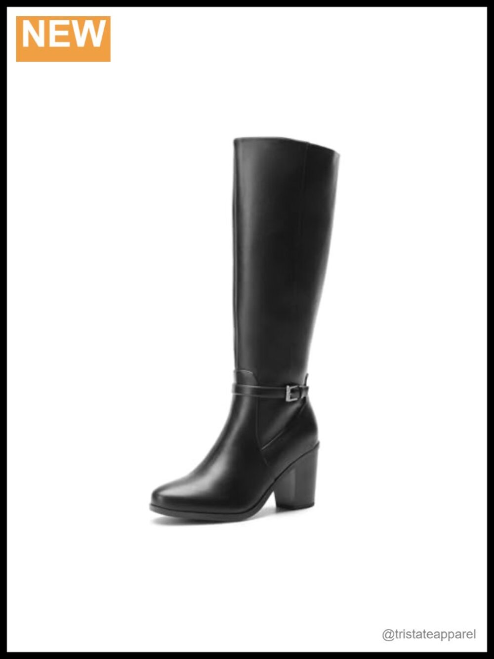 Chunky Knee-High Faux Leather Boots with Side Zipper